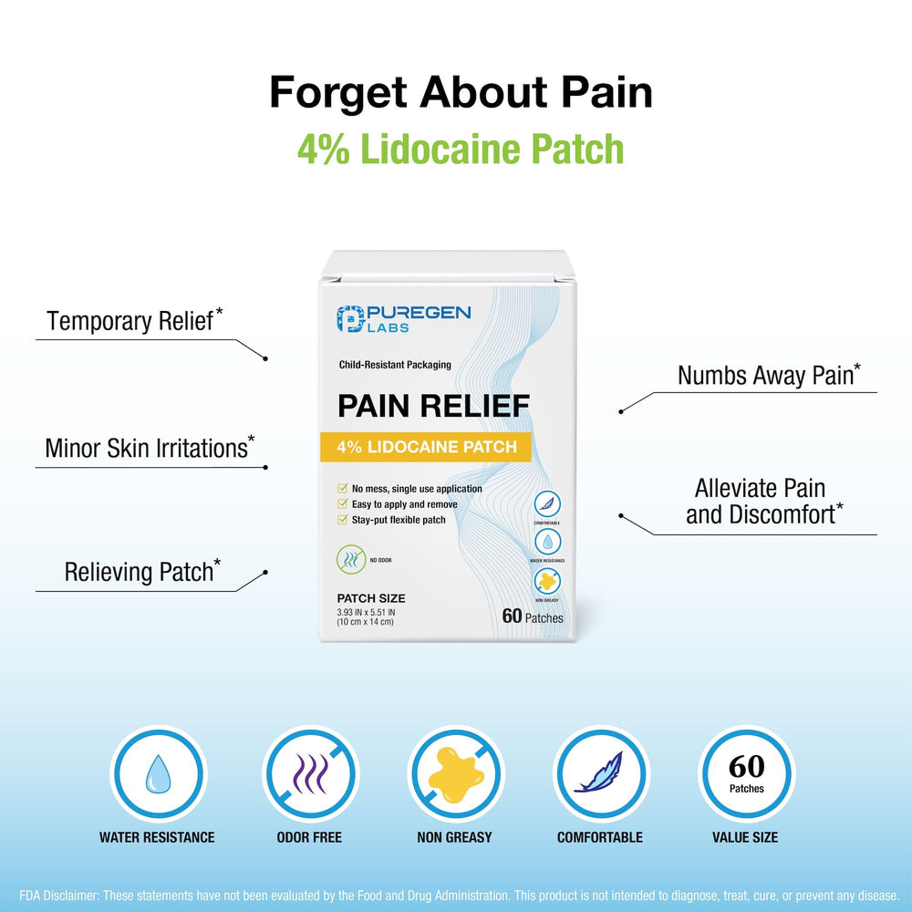 Puregen Labs Lidocaine patch for the wrist delivers fast numbing for temporary relief
