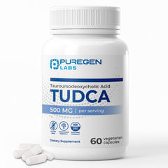Hands holding Puregen Labs TUDCA capsules for daily routine