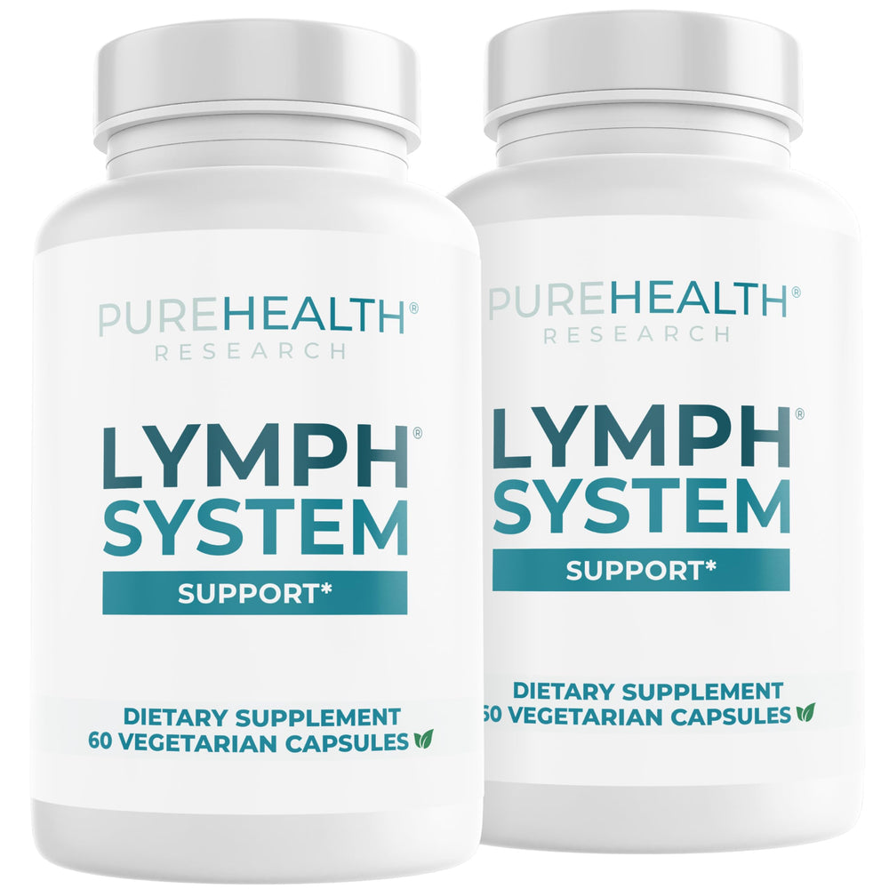 PureHealth Research Lymph System Support bottle front showing plant-based detox support