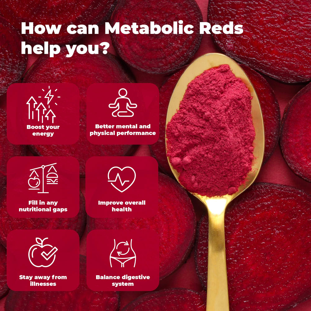 Berry blend ingredients in PureHealth Reds Superfoods Powder jar signaling daily vitality