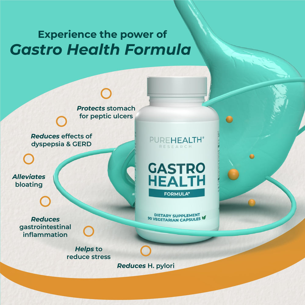 PureHealth Research Gastro Health rhodiola-rosea bottle display for adaptogenic mood support
