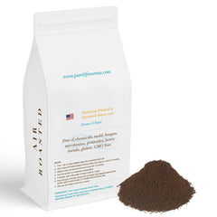 PureLife Enema Coffee air-roast bag emphasizes mold-free processing for clean, fresh brews.