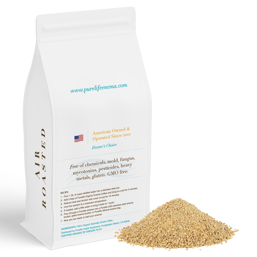Purelife Enema Coffee Air Roast showcases cleaner taste and quick preparation.