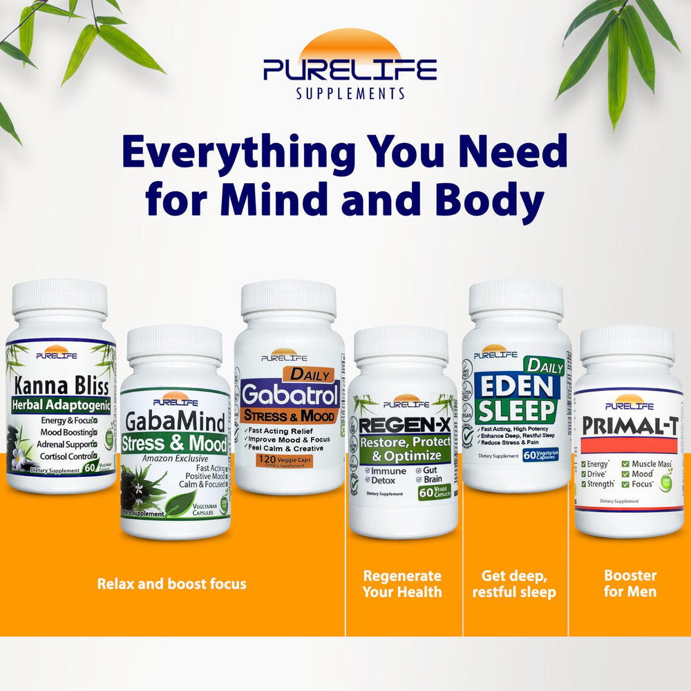 PureLife Kanna Bliss morning desk scene promoting focus and energy.