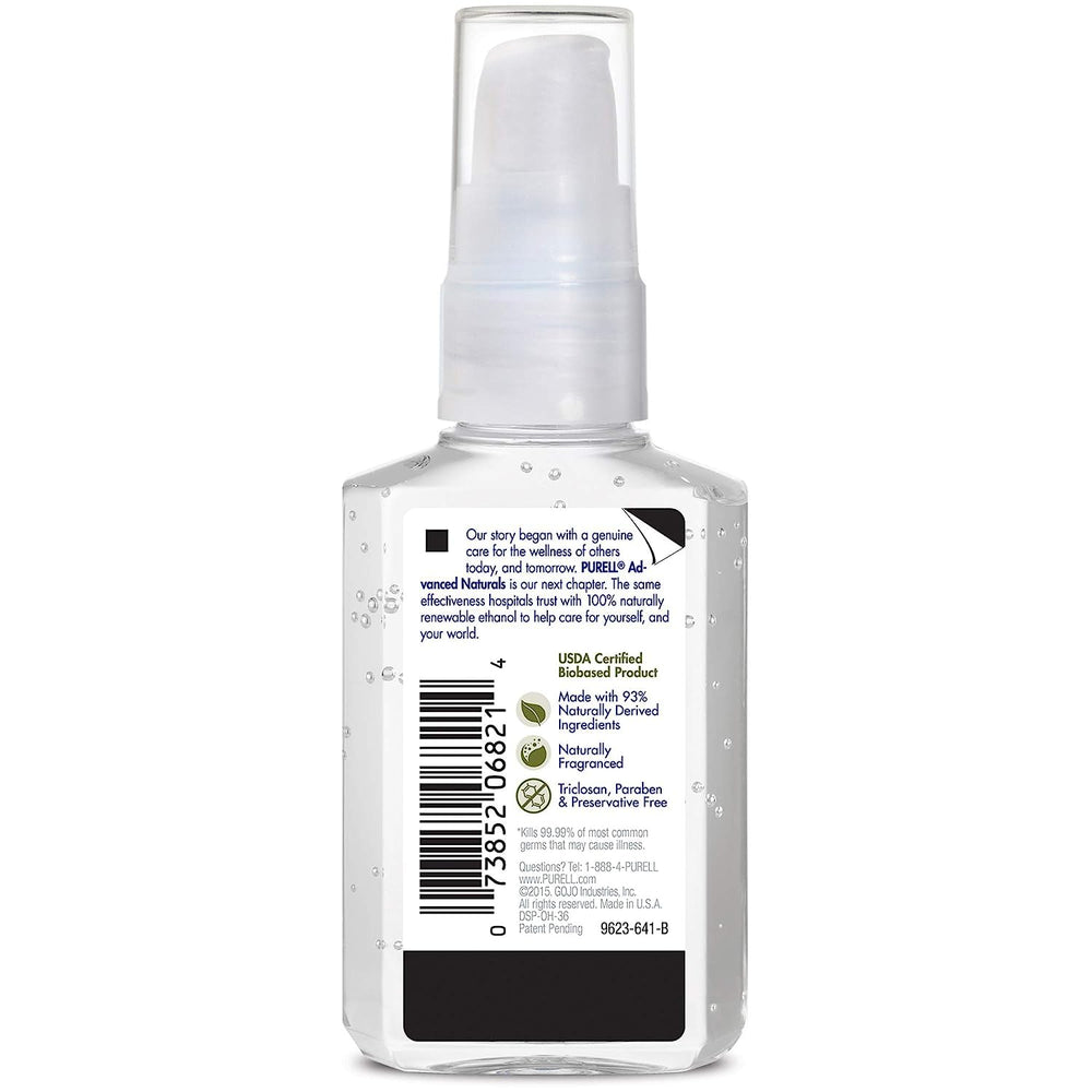 Purell Advanced Hand Sanitizer Naturals citrus bottle close-up with refreshing scent