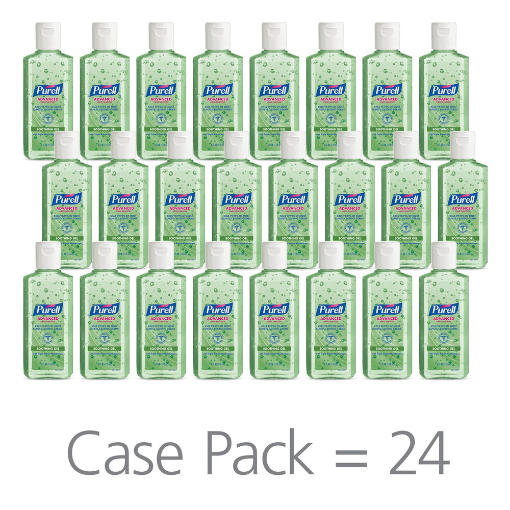 Desk-side Purell 24-pack display in break room signals hygiene.