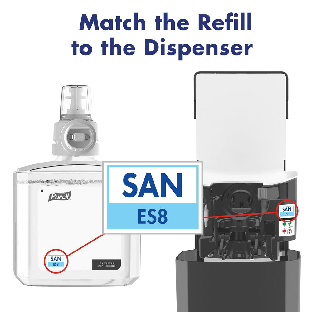 PURELL foam on hands demonstrates mess-free sanitizing action
