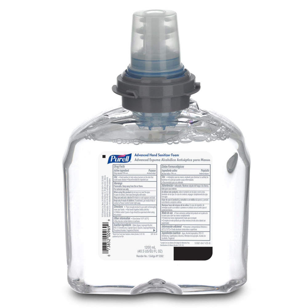 PURELL TFX Dove Grey touch-free dispenser close-up emphasizes hygienic operation