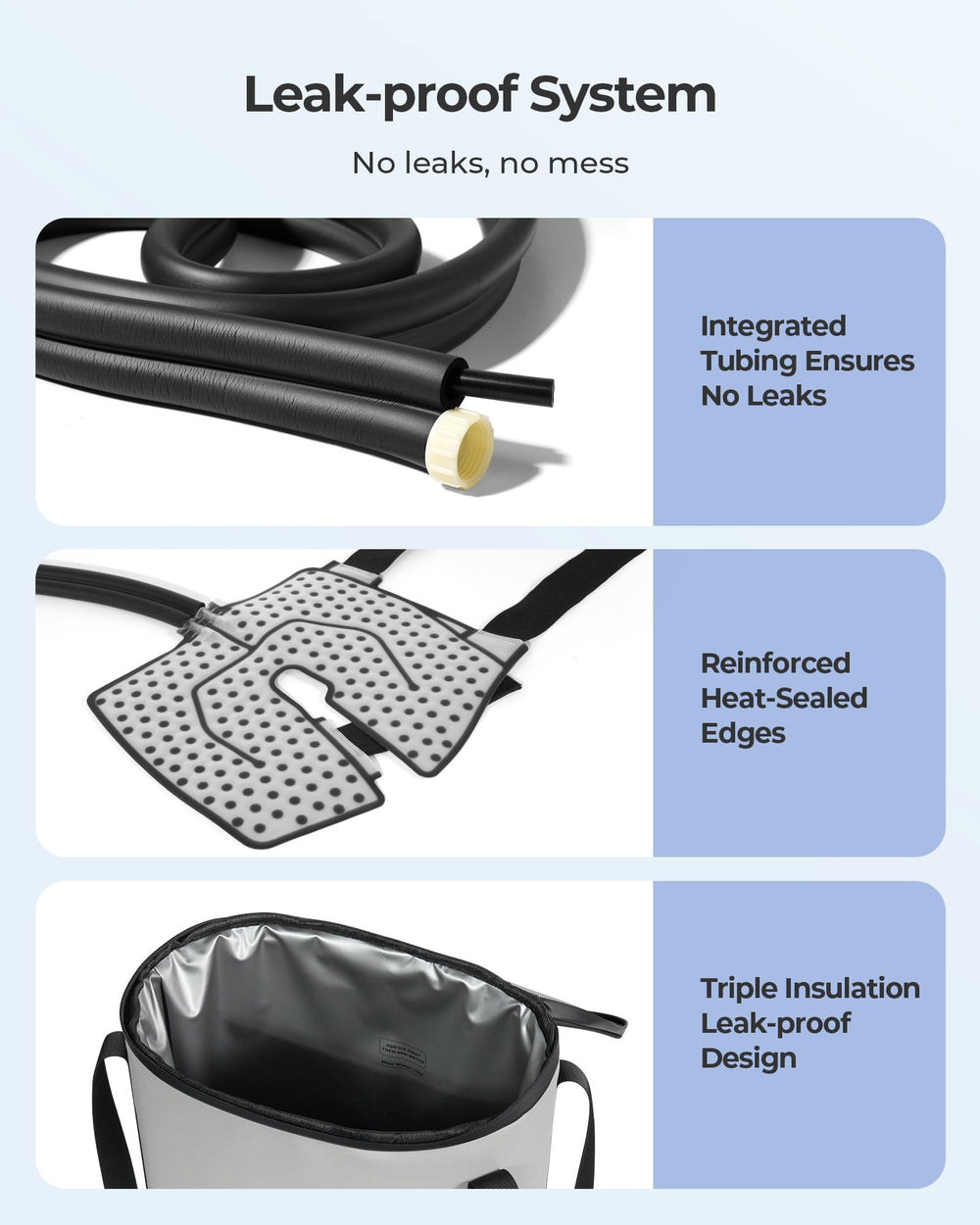 Purella therapy pad on knee provides wide contact and cooling