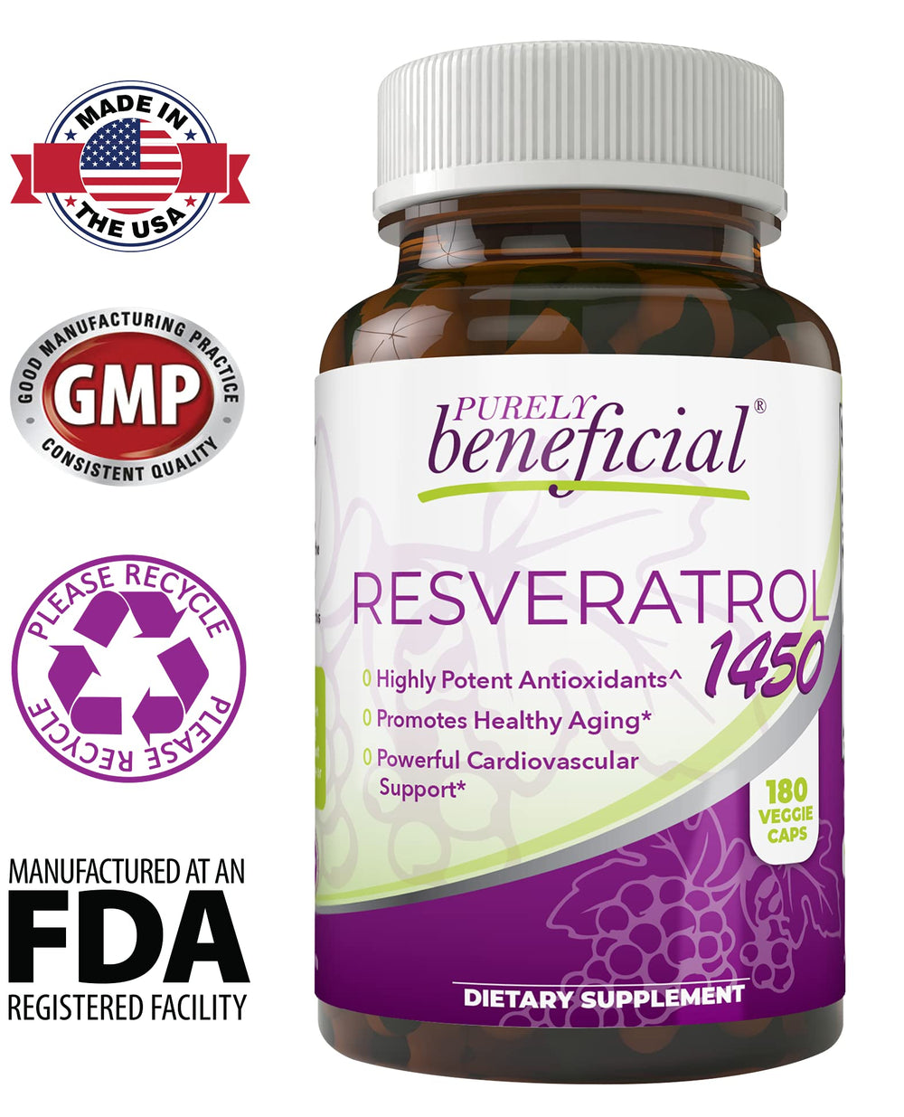 PURELY beneficial RESVERATROL1450 detalle de ingredientes naturales
