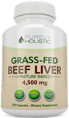 Purely Holistic grass-fed beef liver bottle front for daily nutrient support