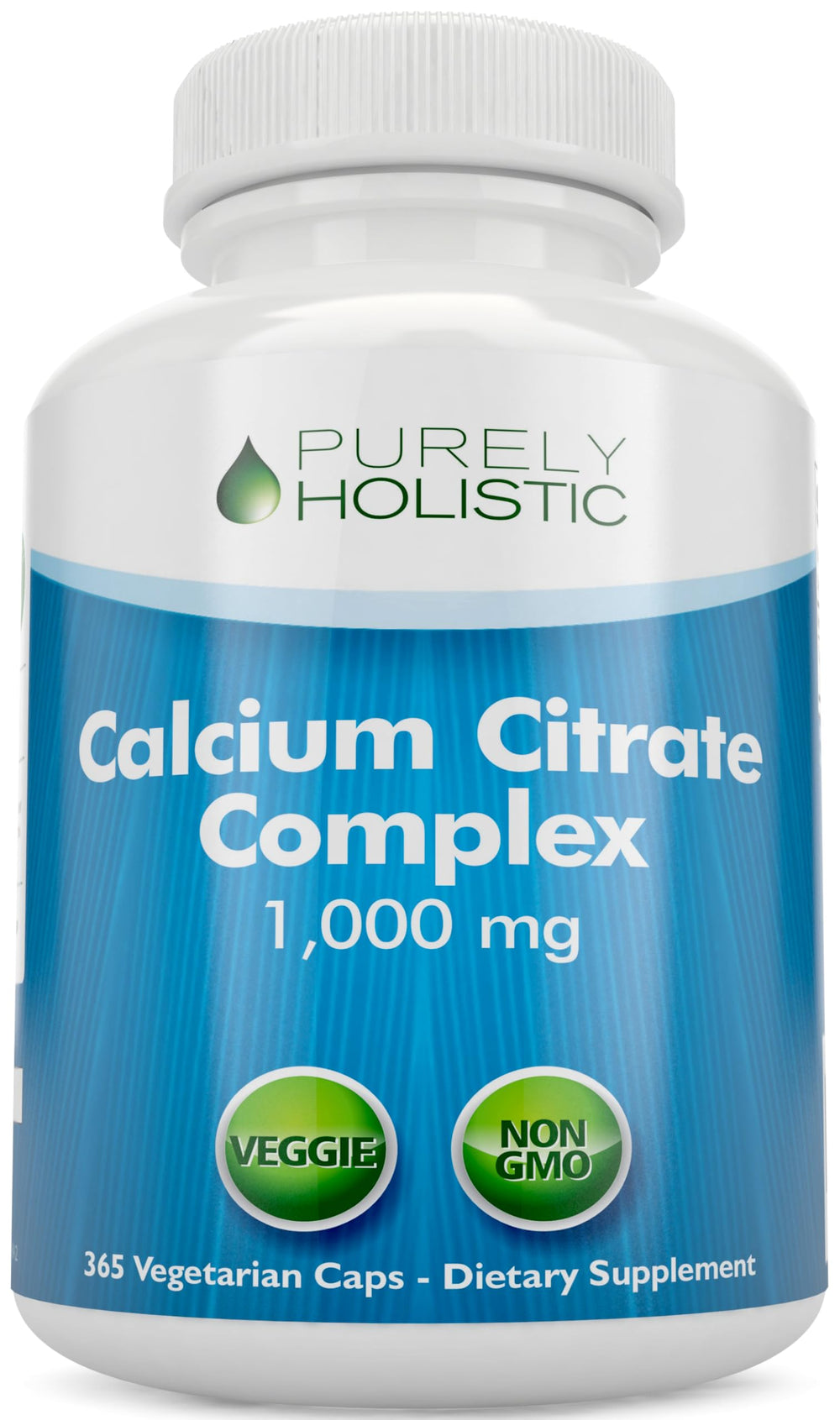Purely Holistic calcium citrate bottle offers trusted daily calcium support.