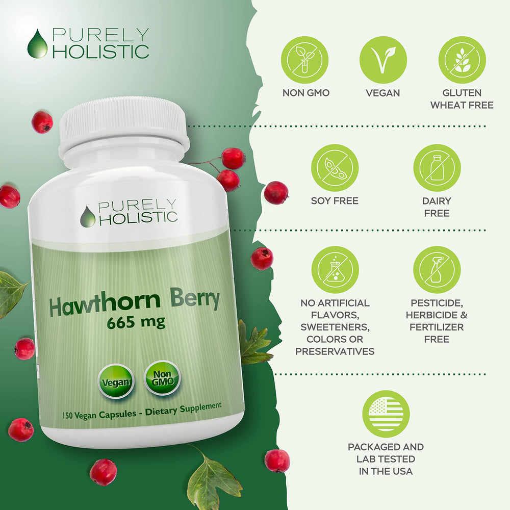 Purely Holistic Hawthorn Berry daily dosage depiction for a simple regimen.