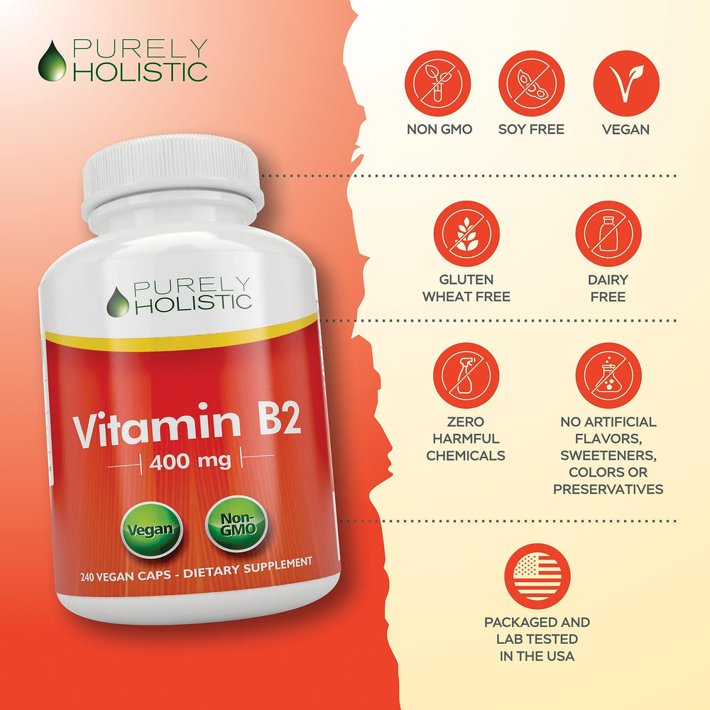Purely Holistic Vitamin B2 packaging display focusing on purity standards