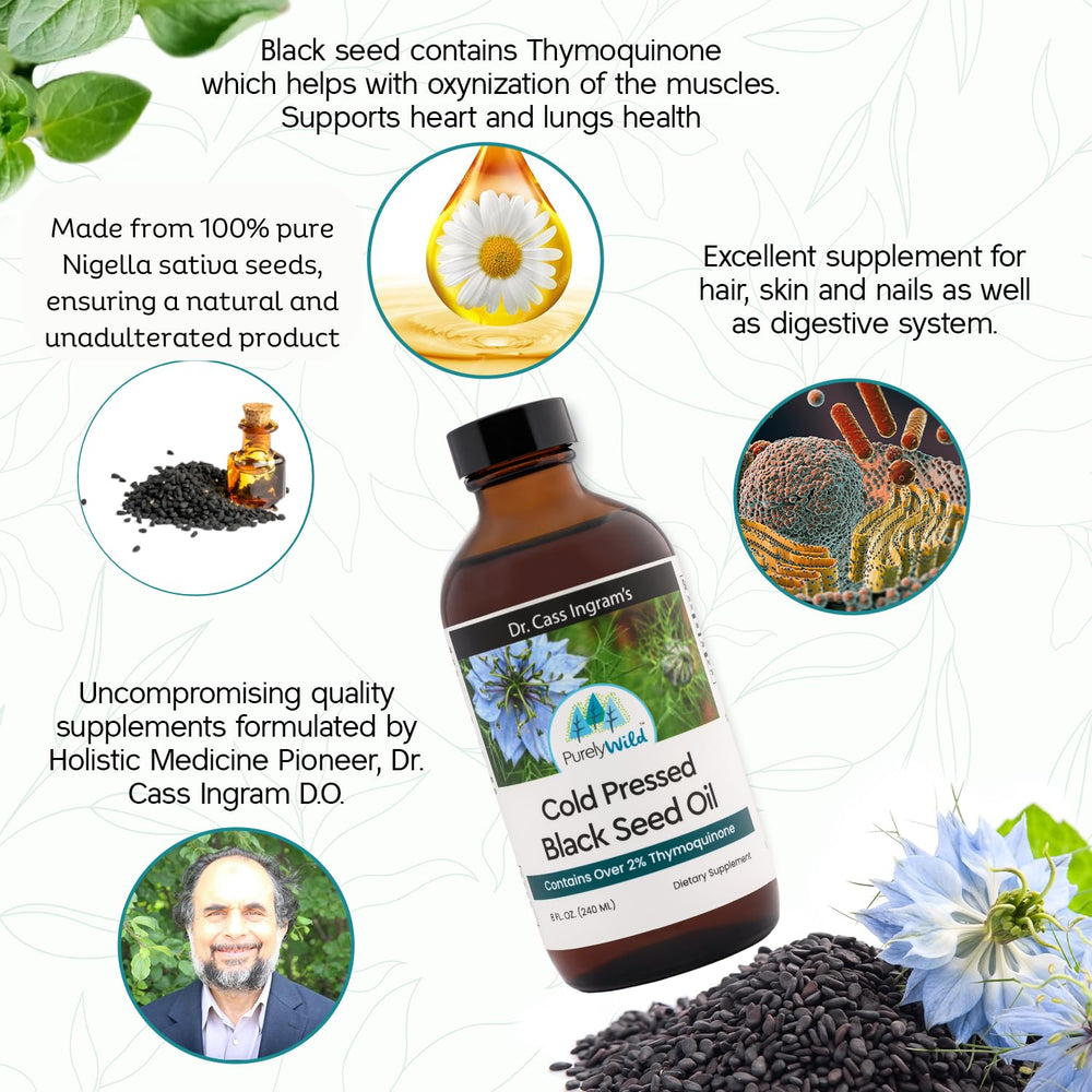 Purely Wild Black Seed Oil sustainability badge reflects ethical sourcing.