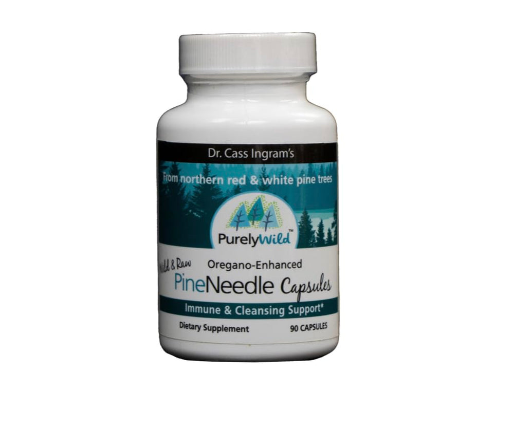 Purely Wild Dr. Cass Ingram pine needle capsules bottle for daily immune-support potential
