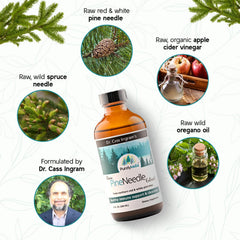 Purely Wild forest-harvest needles illustrated to show sustainable sourcing