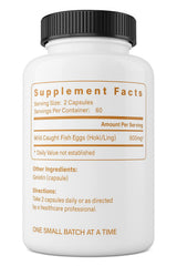 Purelyindia Wild-Caught Fish Eggs capsules close-up illustrate convenient daily omega-3 intake for brain clarity.