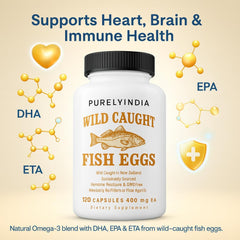 Purelyindia Wild-Caught Fish Eggs MSC-certified badge on packaging signals responsible sourcing.