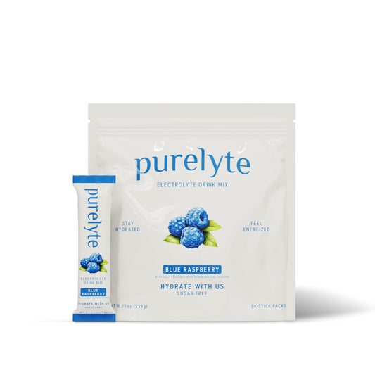 PURELYTE Blue Raspberry stick for sugar-free hydration on the go.