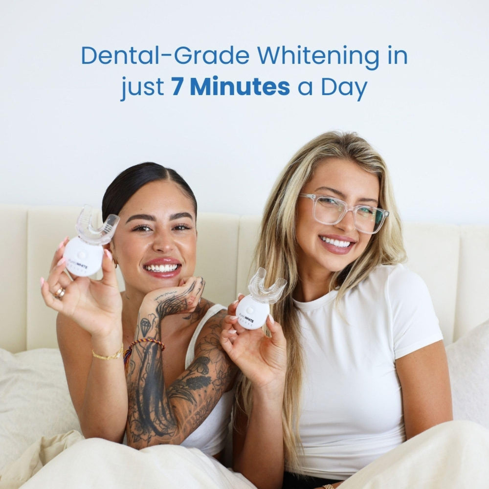 PurelyWHITE DELUXE before-after smile shows whitening results