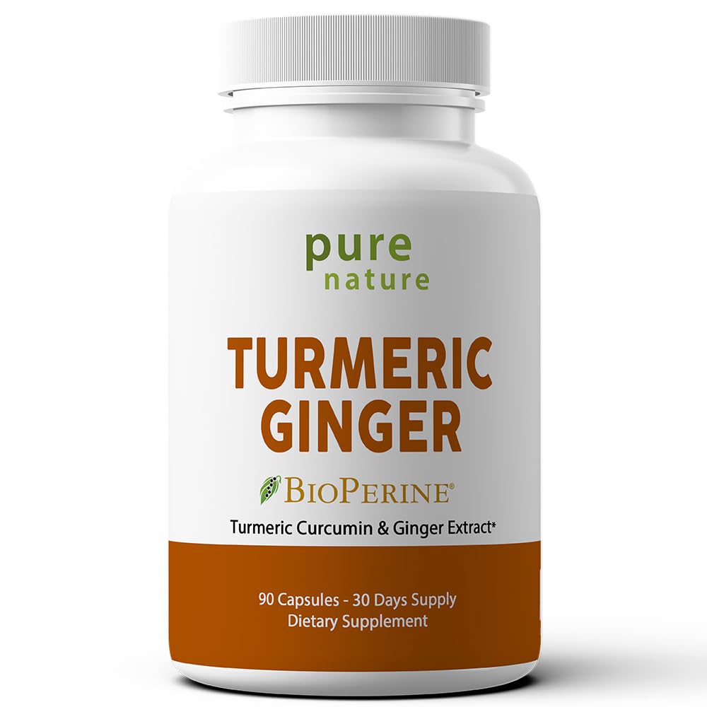 PureNature Plus Turmeric Ginger bottle, premium capsules for daily wellness.