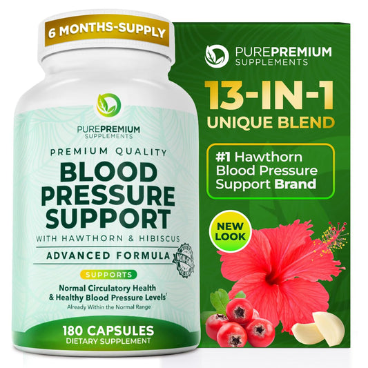 PurePremium Blood Pressure bottle front with branding and dosage guidance