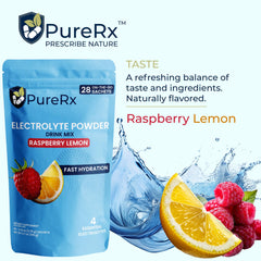 PureRx open sachet close up revealing powder for easy mixing