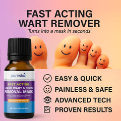 PURESKIN plantar wart remover being applied to a toe with precision dropper.
