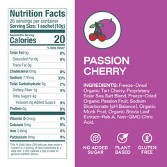 Purest Electrolyte Organic Fruit Blend packets close-up with natural flavor.