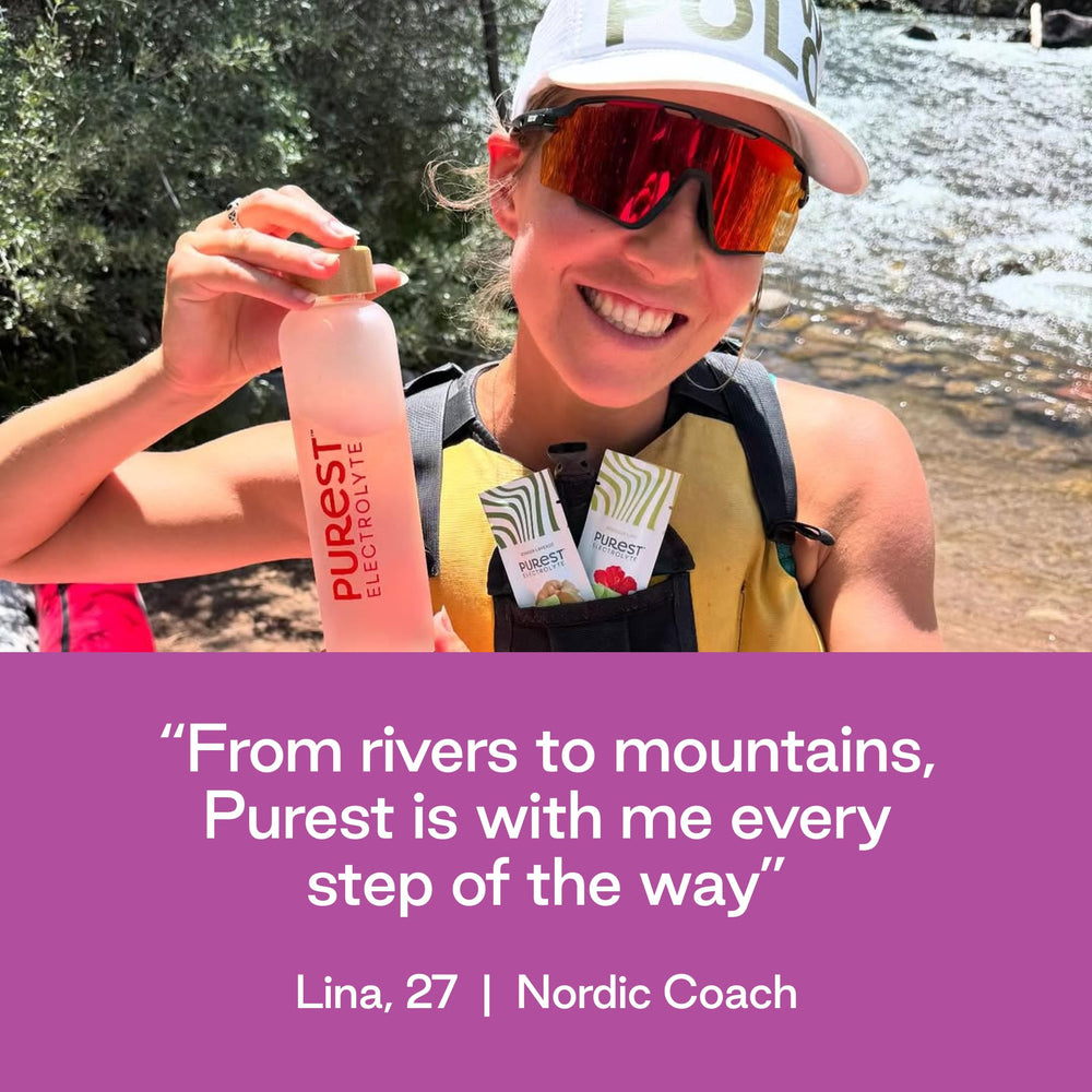 Purest Electrolyte Hydration setup with water to show instant mix.