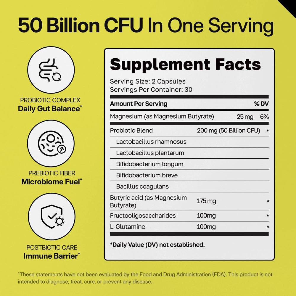 Purewell Sciences Psychobiotics label closeup emphasizes key usage guidance