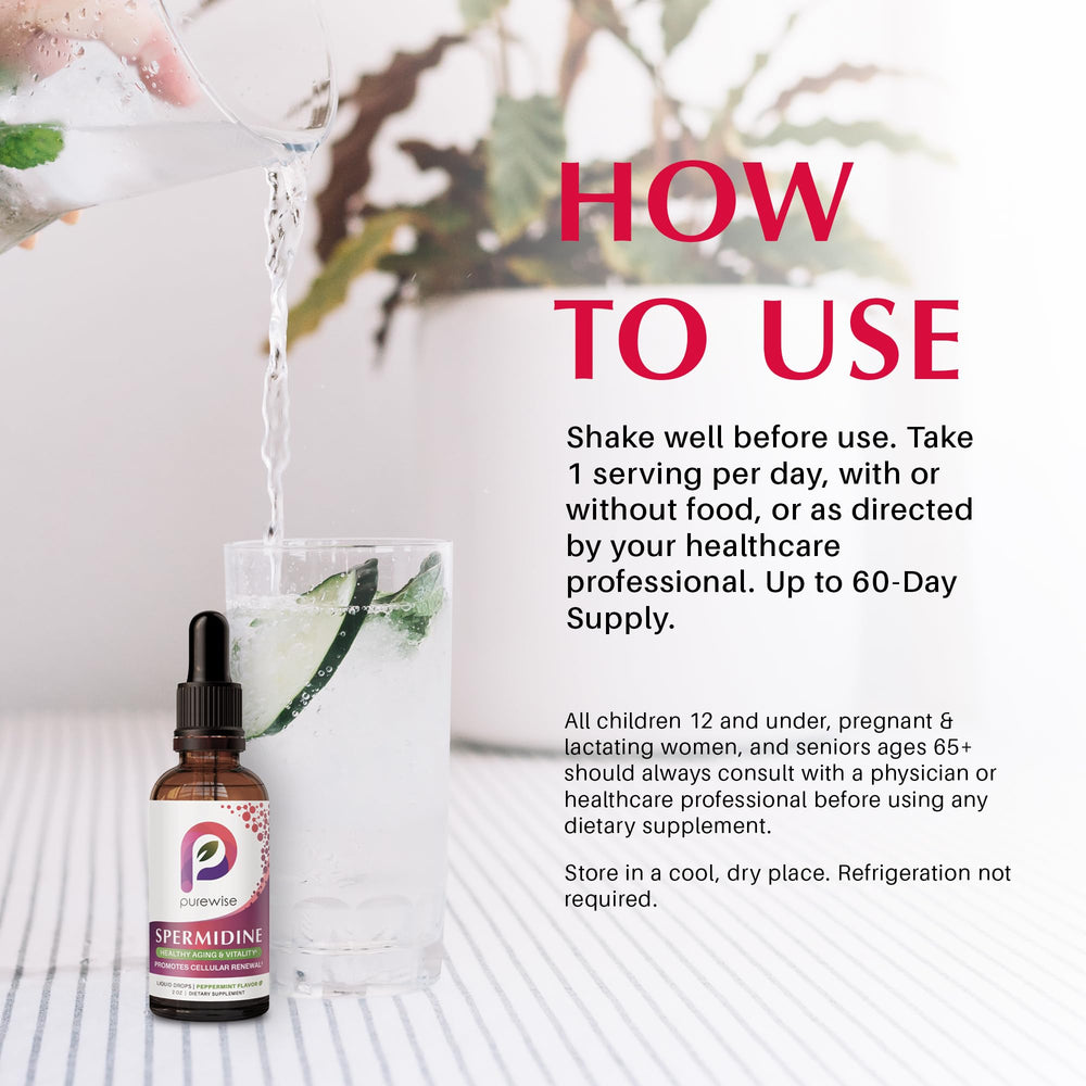 PureWise Spermidine Drops peppermint flavor enhances everyday use.