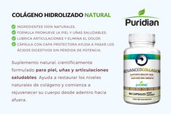 Puridian Collagen Capsules close-up highlighting skin elasticity and radiant texture