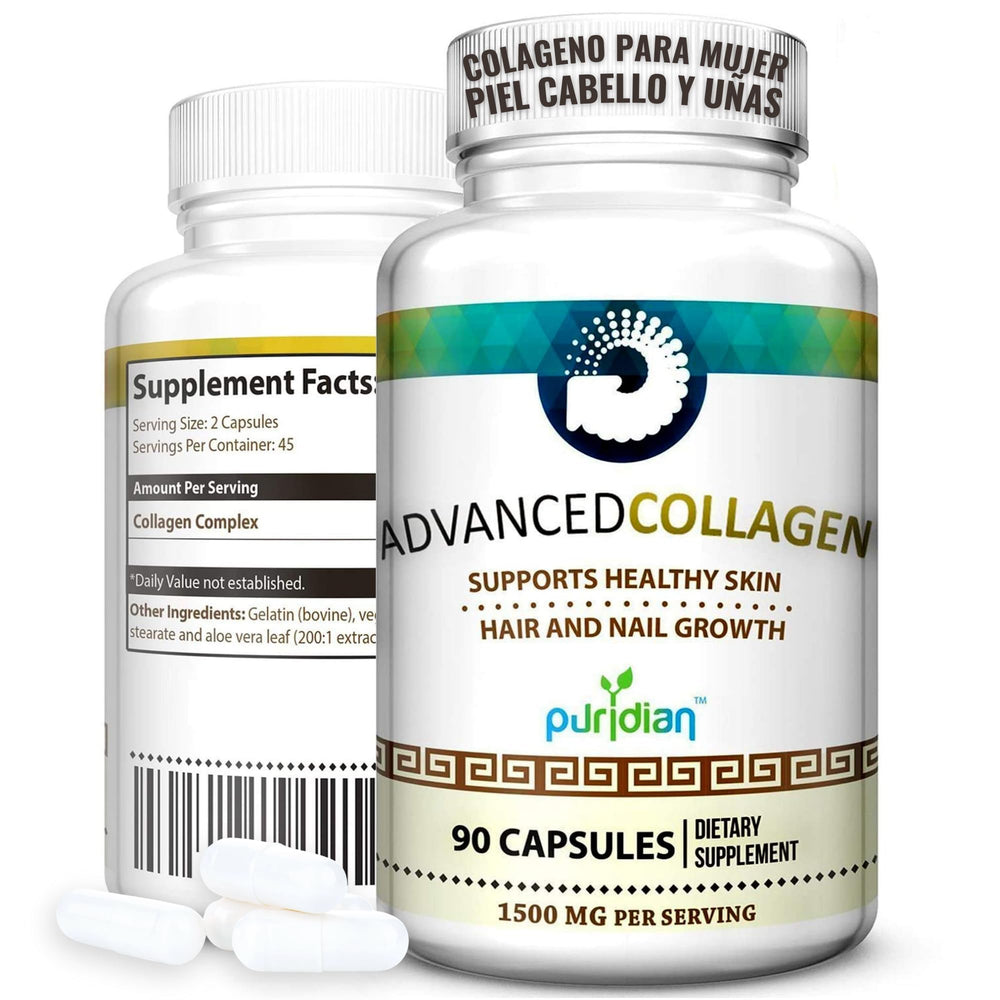 Puridian Collagen Capsules bottle shown for daily beauty routine promoting firmer skin