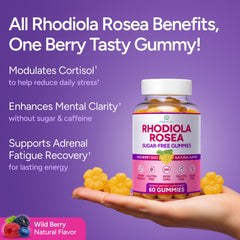 Purify Life Rhodiola ingredients label shows non-GMO vegan formula.