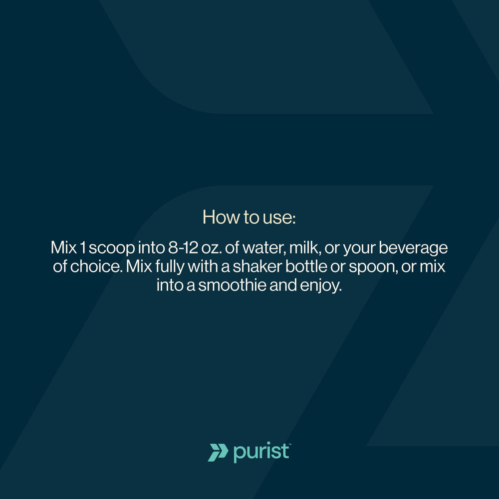Purist REP whey grass-fed cows logo communicates clean protein sourcing.