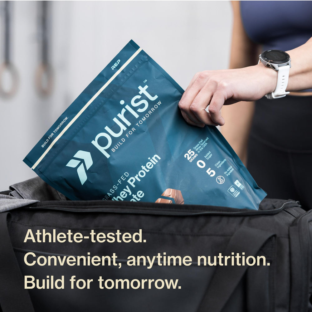 PURIST REP Vanilla shake glass demonstrates a tasty, convenient protein fix