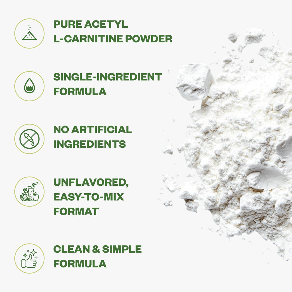 Purisure Acetyl L-Carnitine powder in a glass with shake