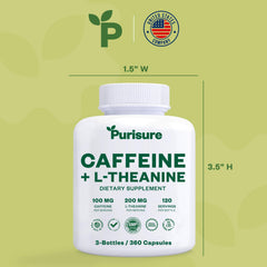 Purisure caffeine theanine ingredients label noting green tea origin