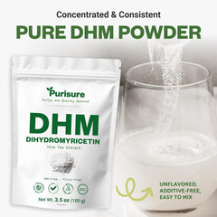 Purisure DHM label close-up highlights premium ingredients and quality.