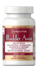 Puritan's Pride Bladder Assist bottle cap demonstrates easy daily dosage for bladder support.