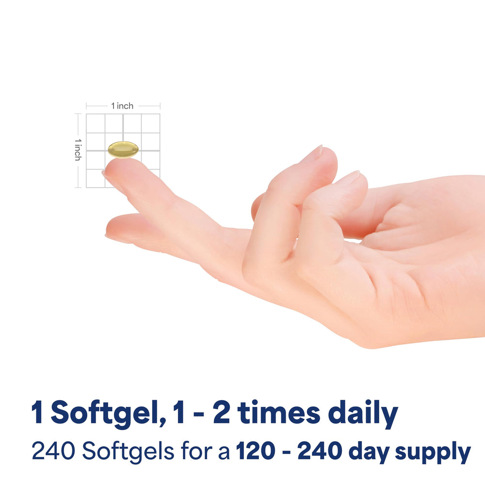 Puritan's Pride CoQ10 softgels in hand for easy daily use.