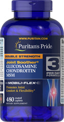 Puritan's Pride Glucosamine-Chondroitin-MSM capsules bottle for daily joint support.