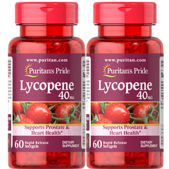 Puritan's Pride Lycopene 40mg bottle on a clean desk, antioxidant support for daily wellness.