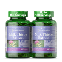 Puritan's Pride Milk Thistle extract bottle front, 4:1 potency for liver support