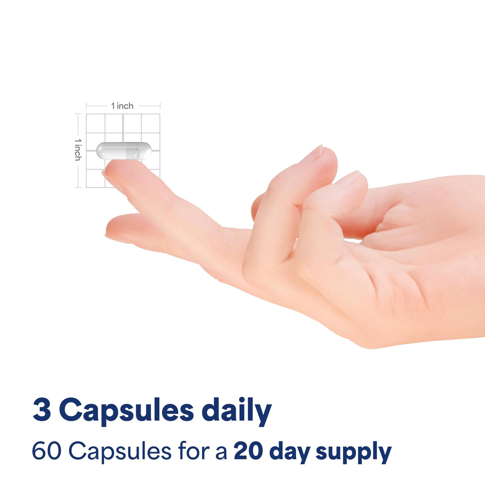 Puritan's Pride Prebiotics capsules being dispensed illustrate easy daily use.