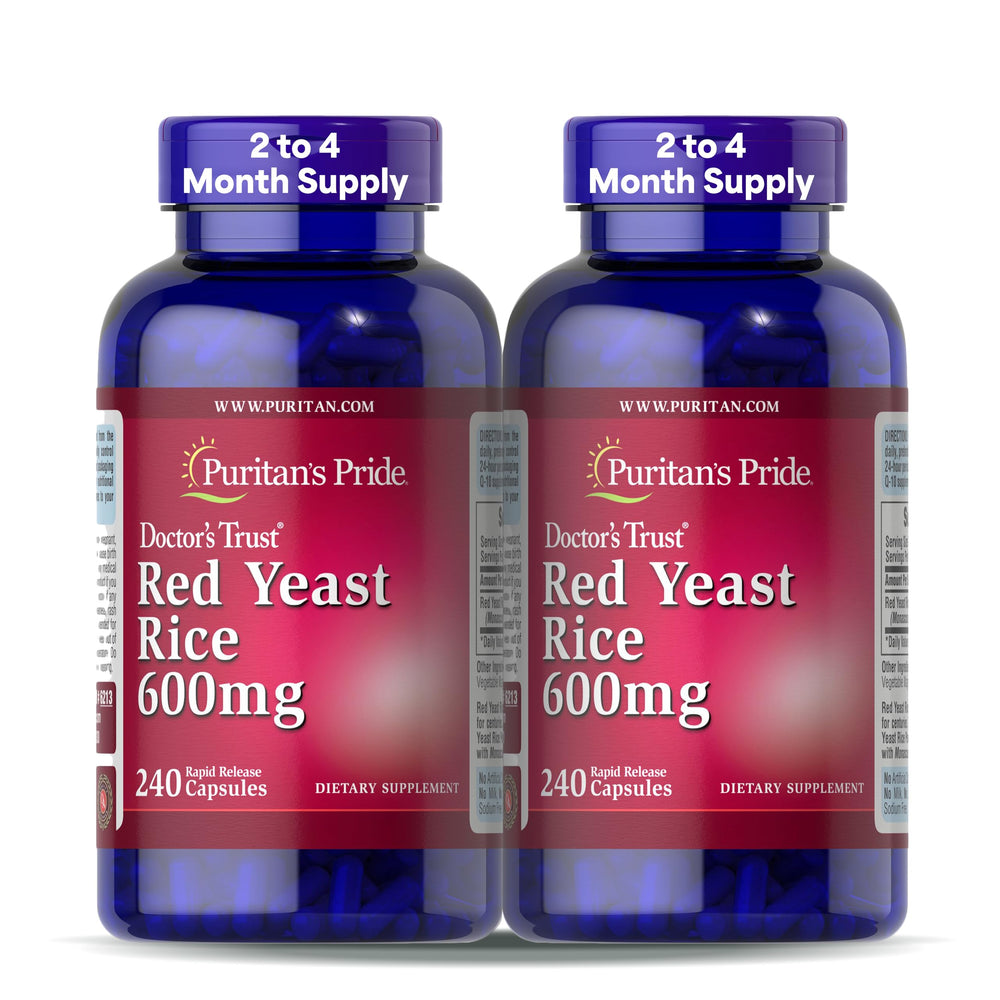 Puritan's Pride Red Yeast Rice capsules bottle for daily wellness support.