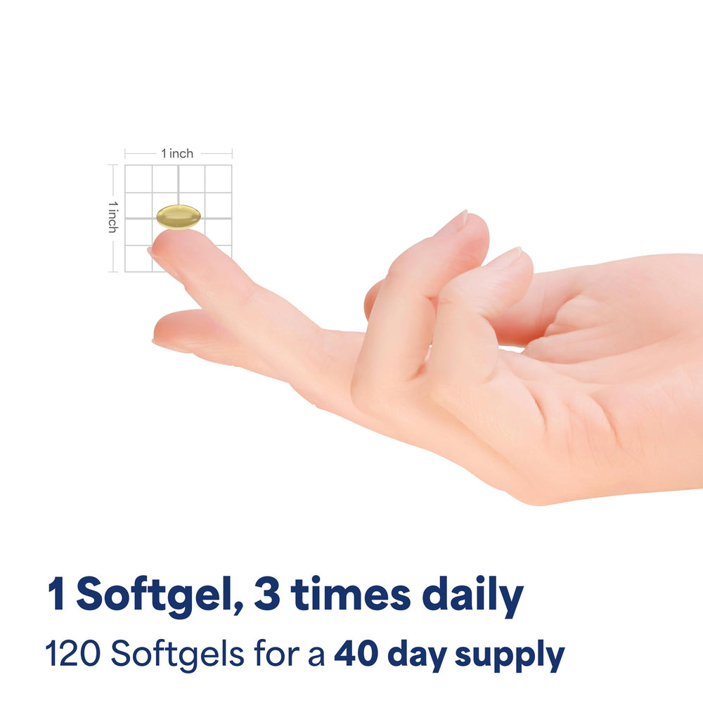 Puritan's Pride ubiquinol softgels spilled out to show size and form
