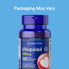 Puritan's Pride ubiquinol softgels close-up showing capsule texture for antioxidant support